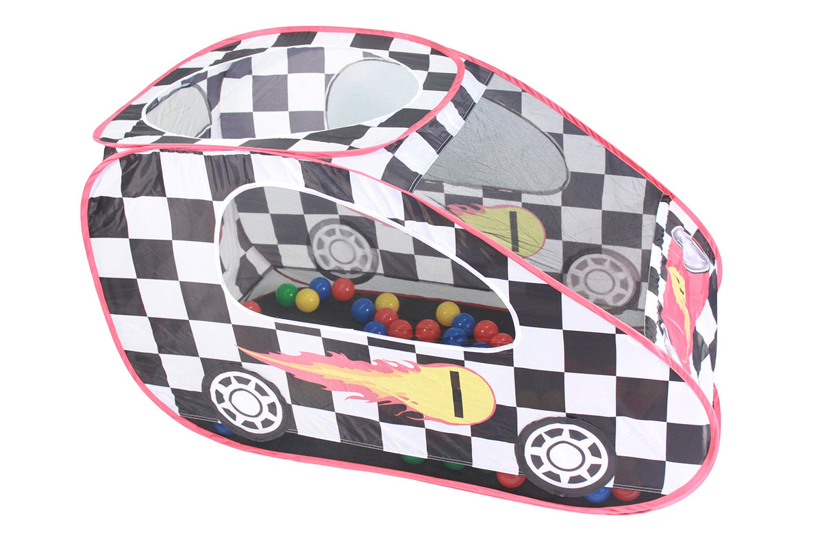 Racing Car Play Tent with 100 Balls – Pop-Up Indoor & Outdoor Play Tent