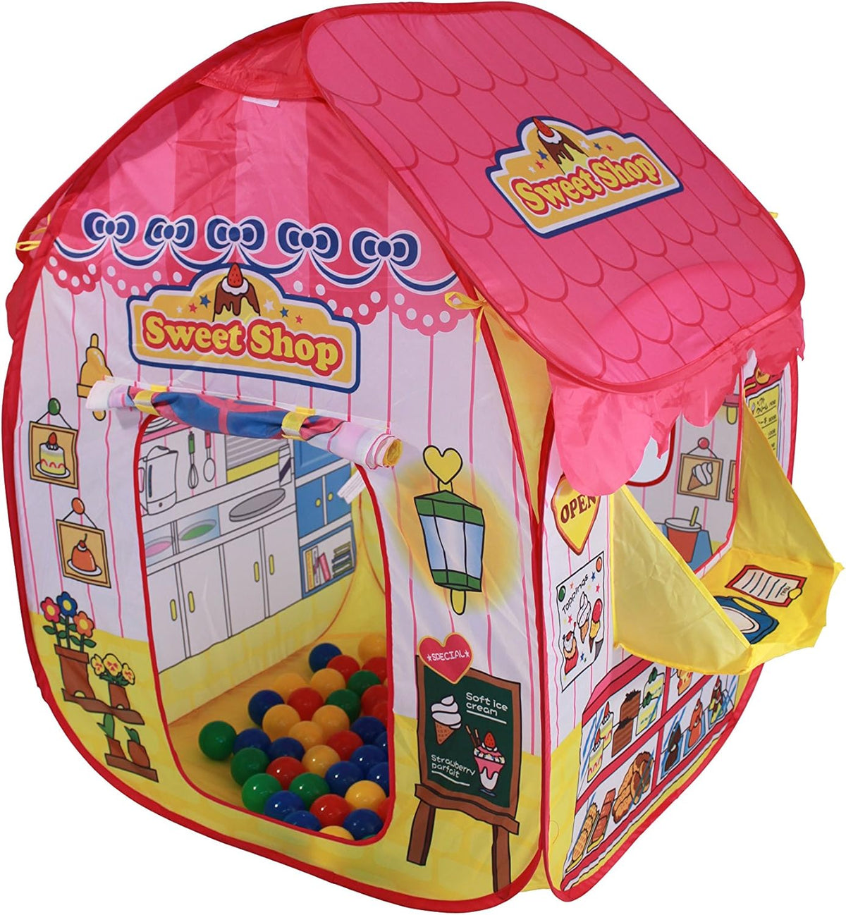 Sweet Shop Play Tent with 100 Balls – Pop-Up Indoor & Outdoor Play Tent